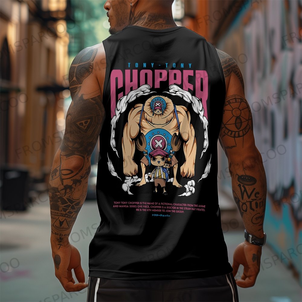Oversized Anime Print Gym Tank Top