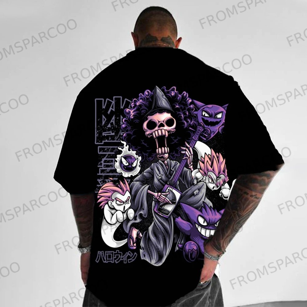 trend fashionable anime print t-shirt