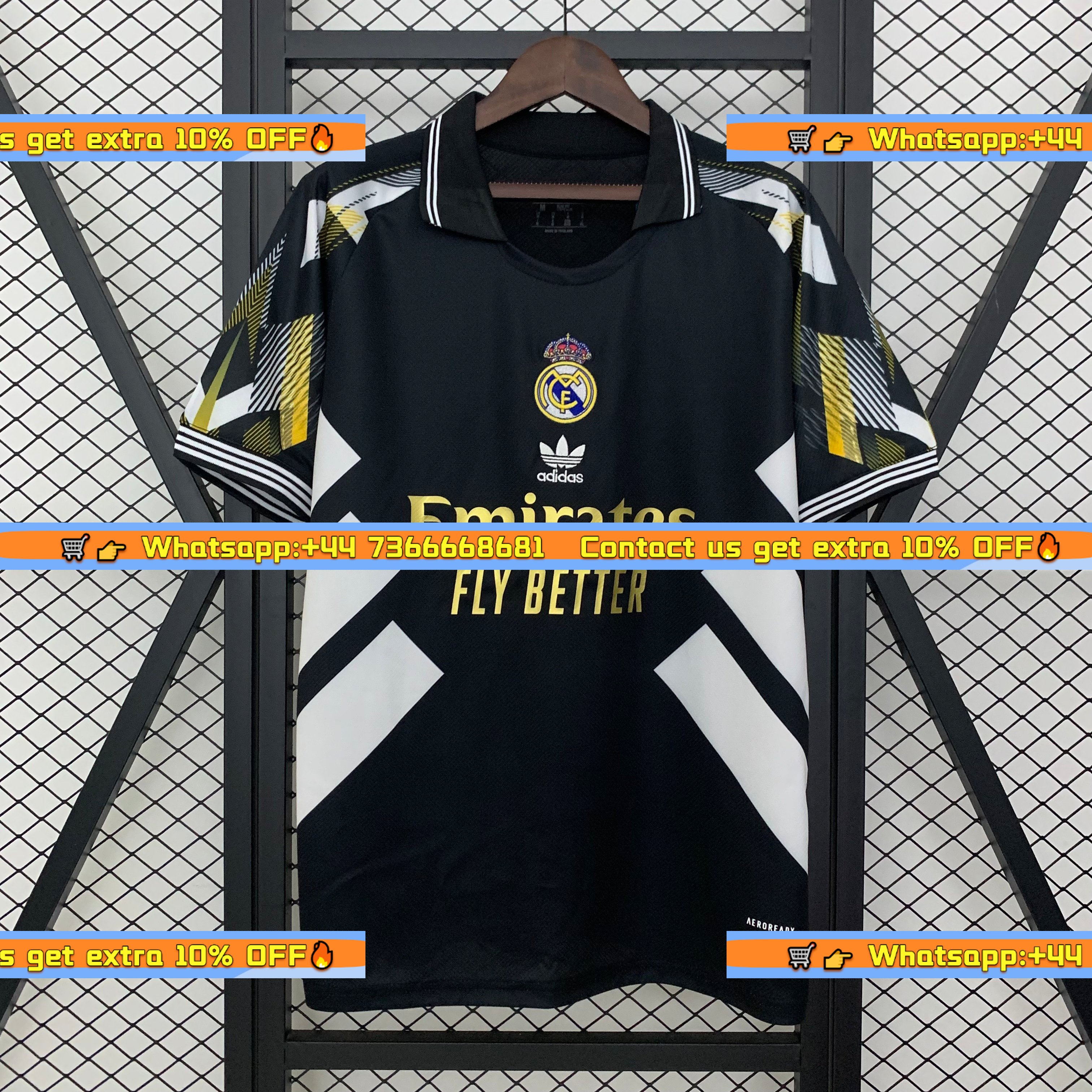 Real Madrid 25-26 Black Gold White Three Bars Jersey - Fans Version
