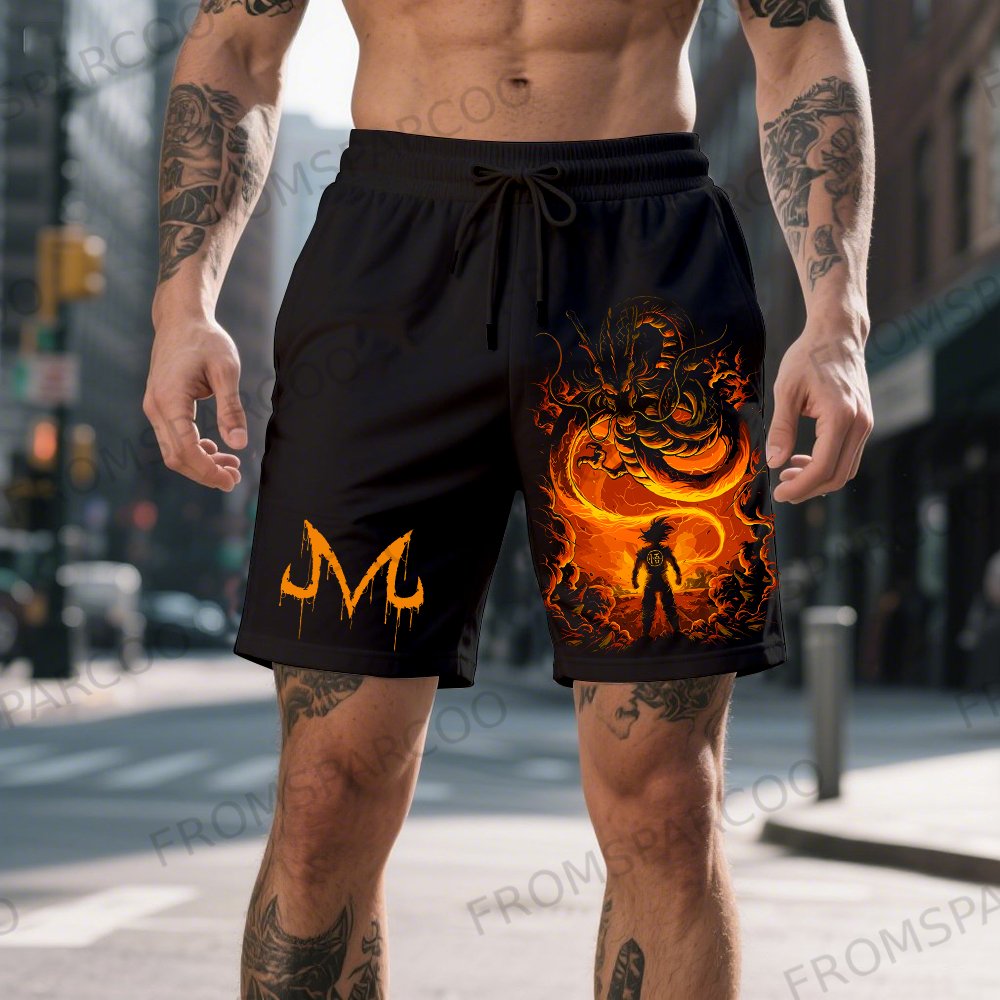 Men's Casual Cotton Dragon Ball Anime Printed Shorts
