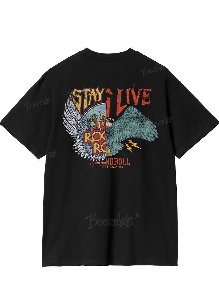 Stay Live Rock And Roll - 100% Cotton T-Shirt