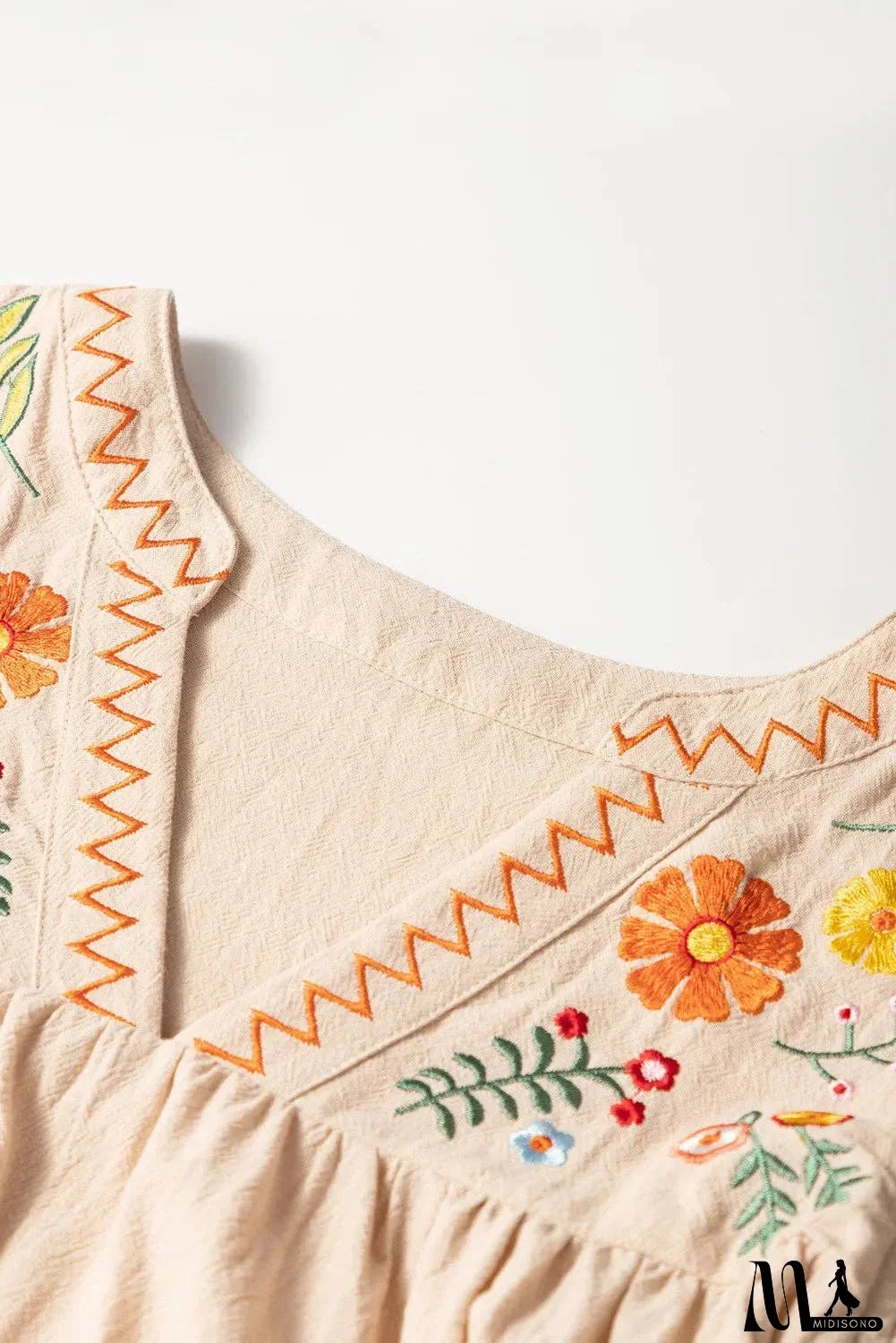 Floral Embroidered Ruffle Sleeve Spring Dress