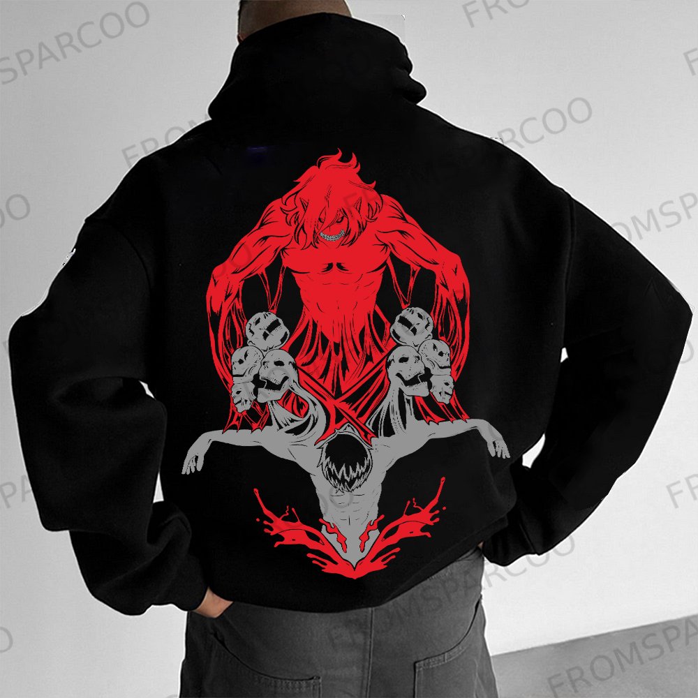 Unisex Oversized Attack on Titan Anime Print Hoodie