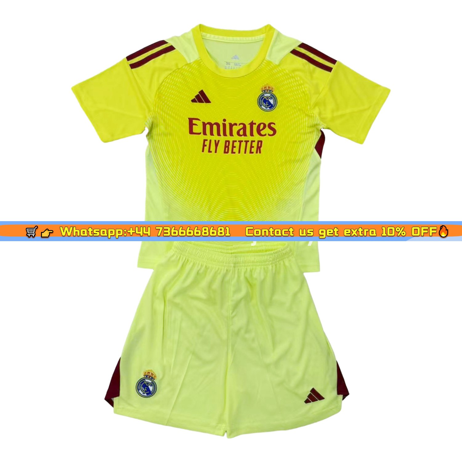 Real Madrid 25-26 Light Yellow Goalkeeper Kids Kit