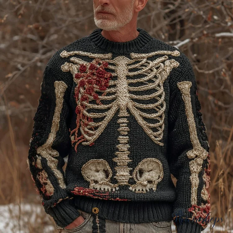 Halloween Skeleton Pattern Chunky Knitted Sweater