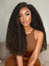 Ombre Chestnut Brown Curly Wig Put On and Go Glueless Hair with Invisi Drawstring