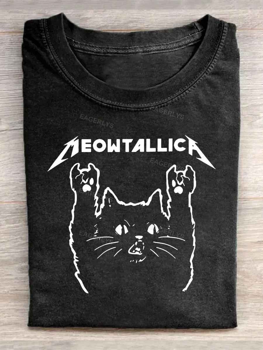 Eagerlys Meowtallica Heavy Metal Cat T-shirt Eagerlys