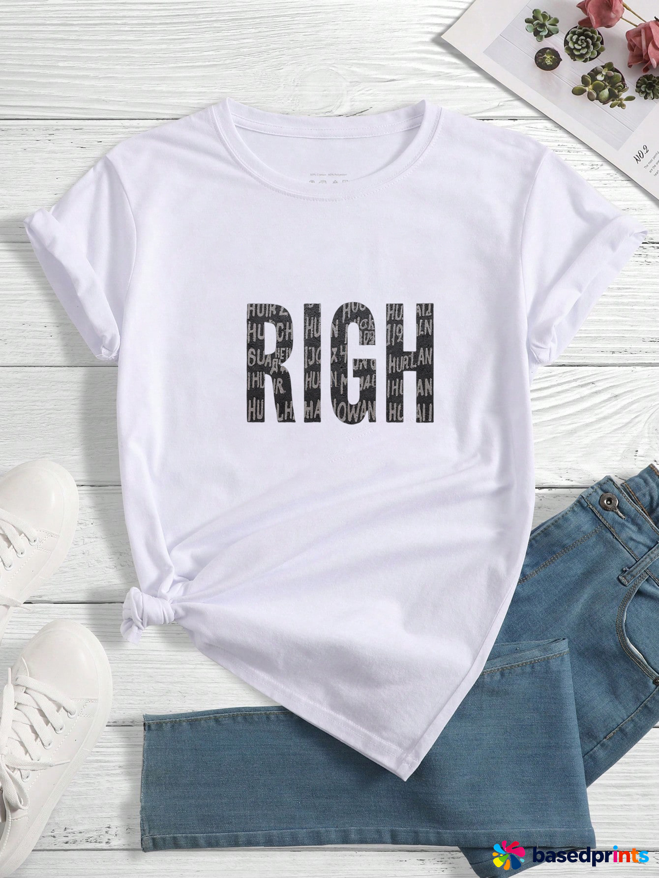 White T-Shirt Women Summer Casual Short Sleeve Letter Print Tee Tops
