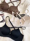 Bras-Non-marking beauty back gathering glossy bra soft steel ring on thin under thick underwear comfortable soft lingerie-Bras