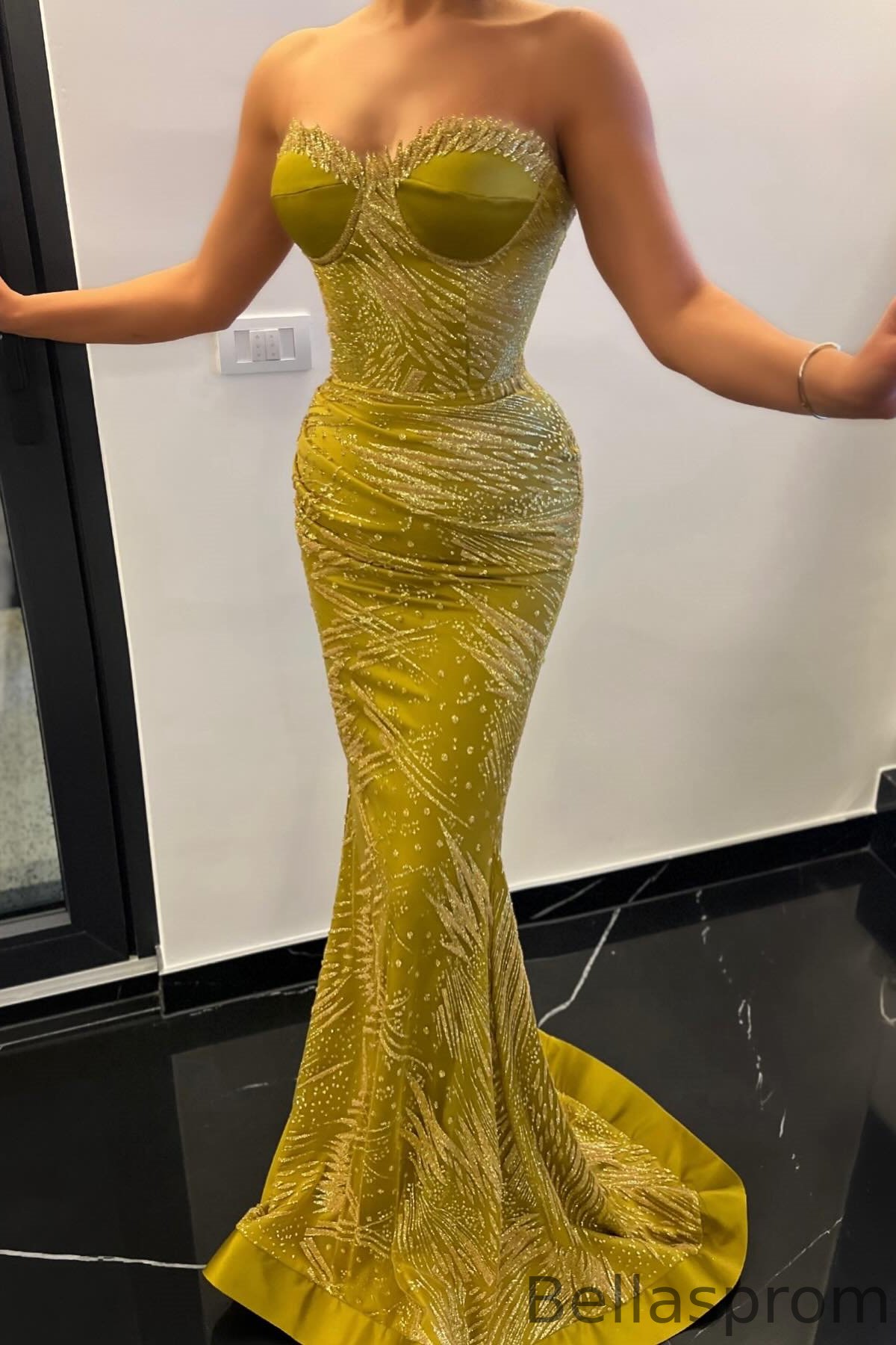  Bellasprom Sweetheart Mermaid Evening Dress Long With Sequins Beadings Bellasprom