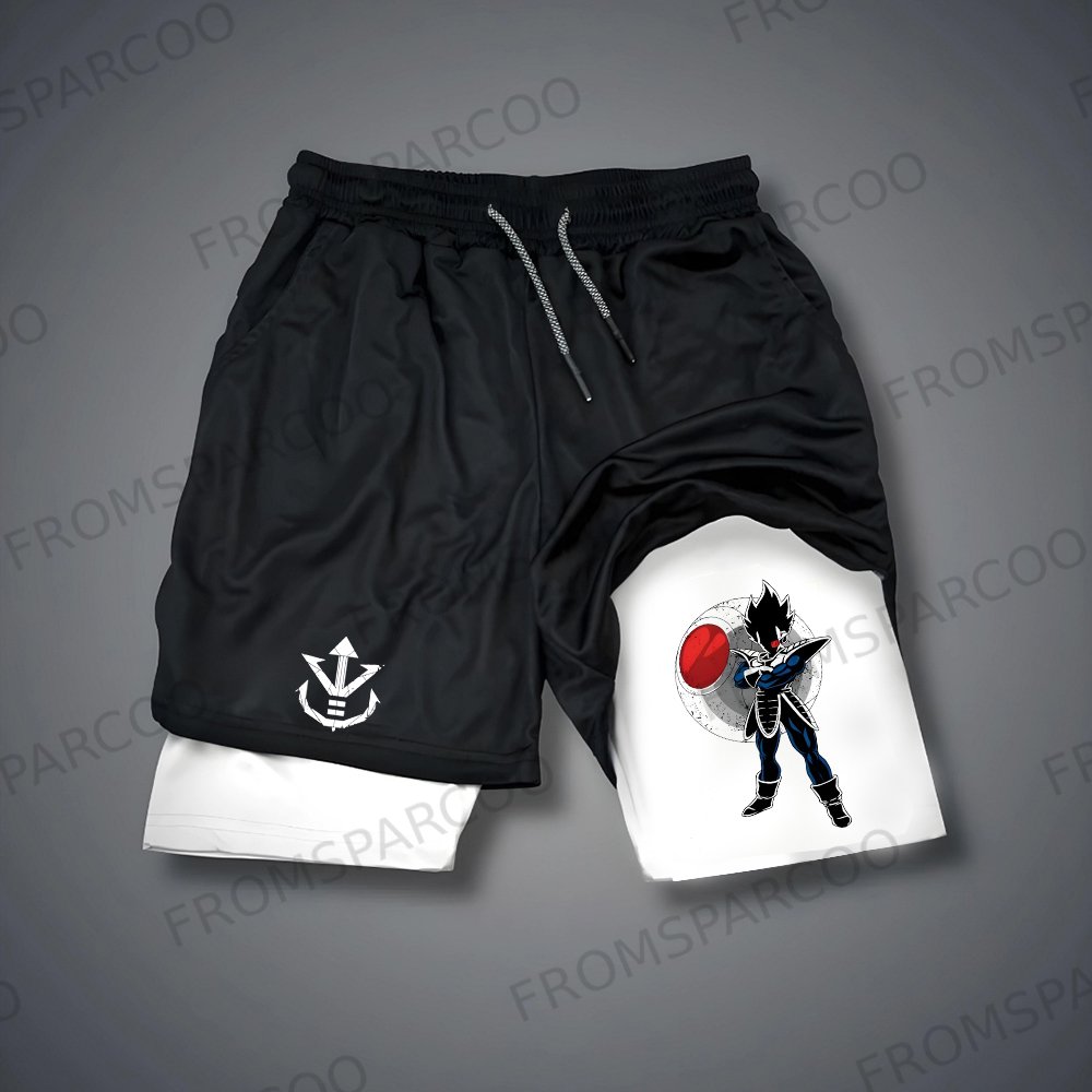Men's Dragon Ball Anime Print Double Layer Gym Shorts