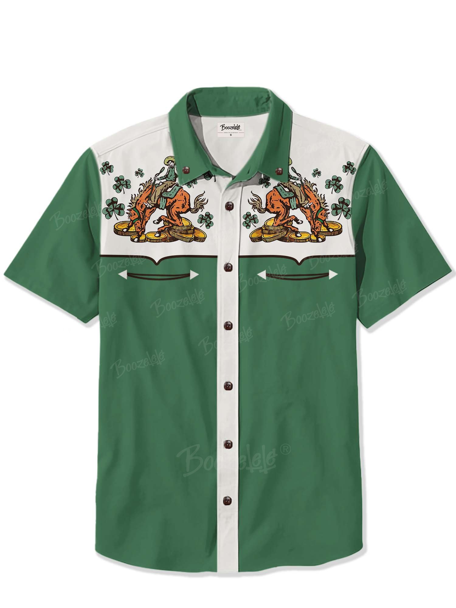 St. Patrick'S Day Shamrocks And Cowboys - 100% Cotton Shirt