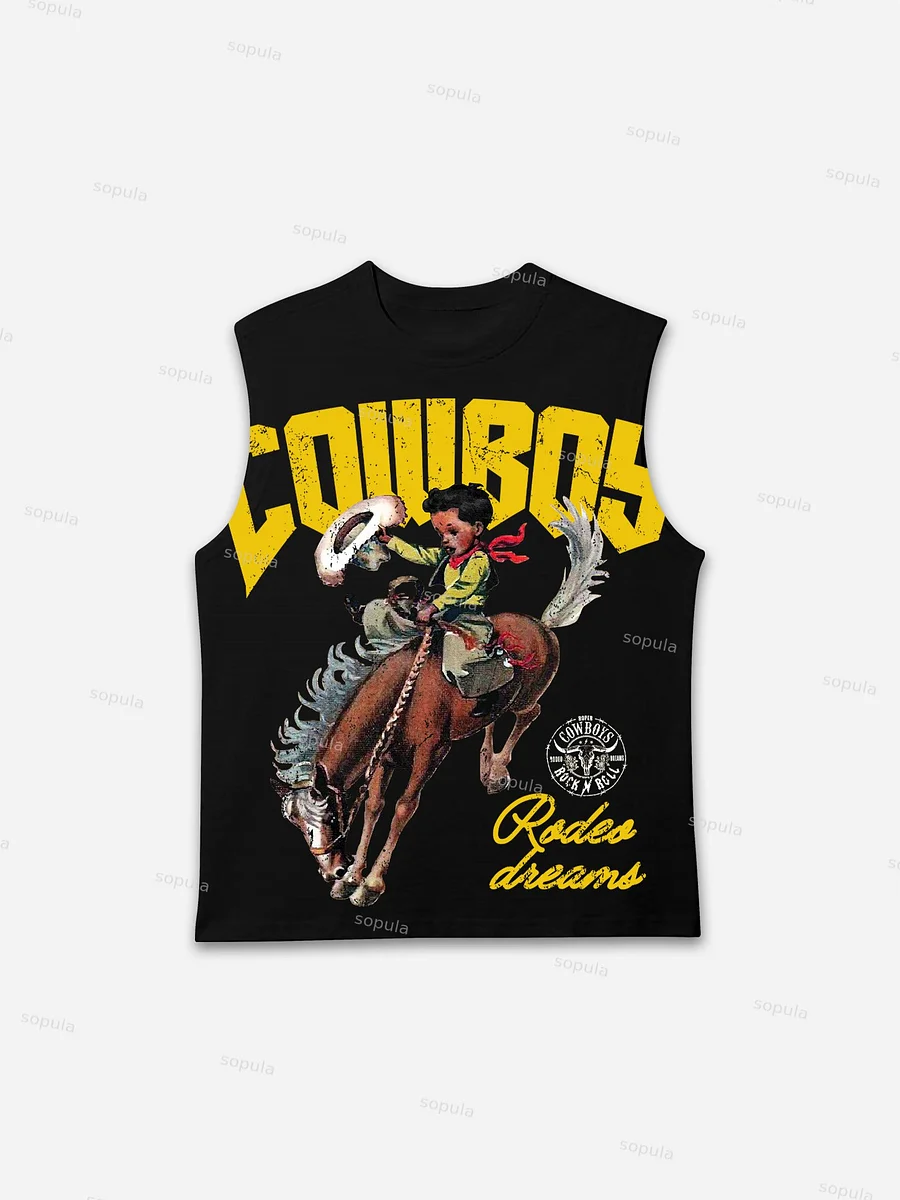 Cowboy Rodeo Dreams Print Tank Top