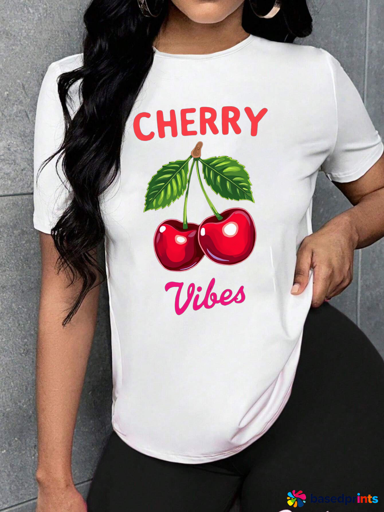 Cherry Vibes T-Shirt Women's Casual Summer Tee