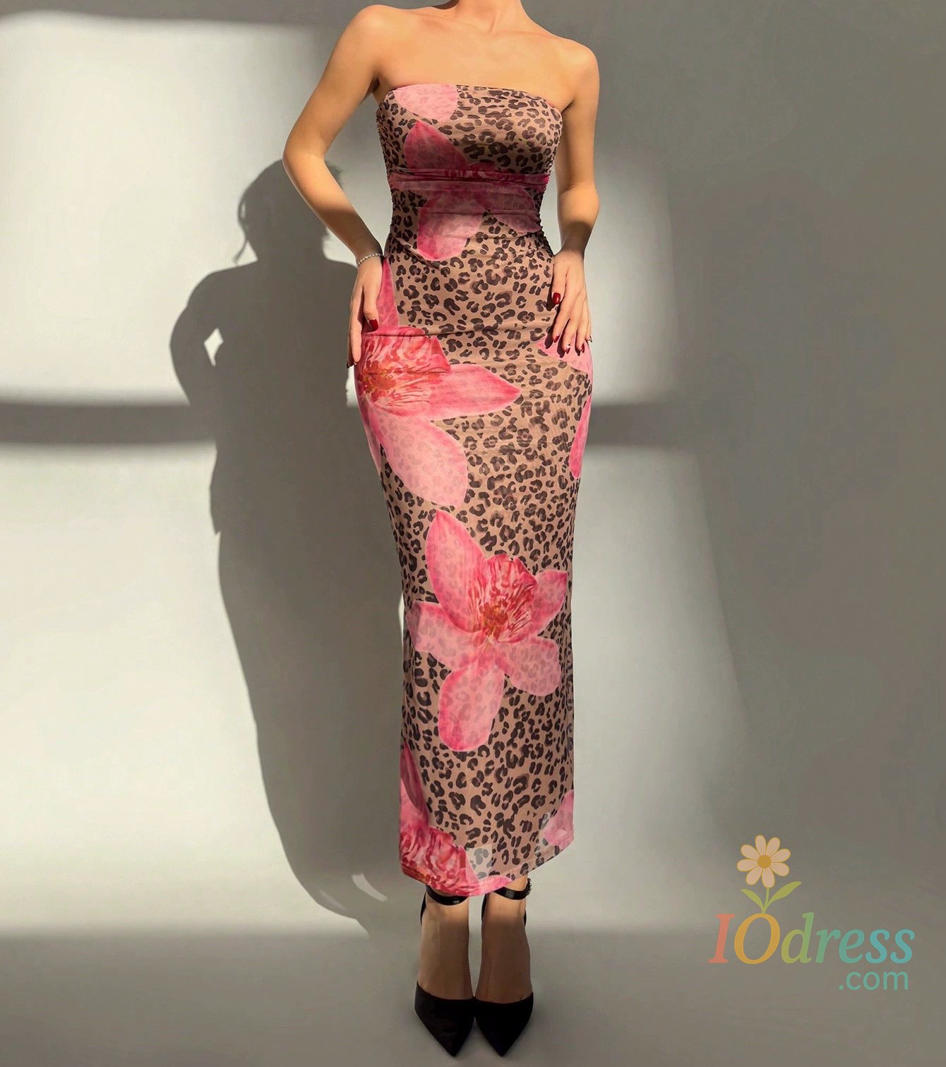 IO Dress Elegant Fashionable Printed Long Dress New Summer Women's Sexy Slim Fit Chest Wrapped Off Shoulder Casual Dress