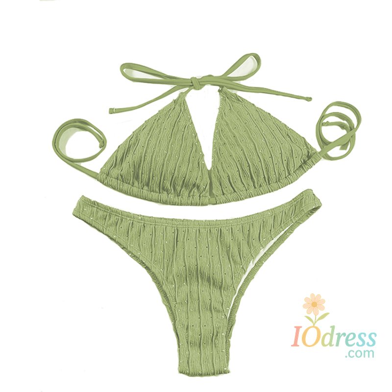 IO Dress Sexy 2025 Jacquard Drawstring Two Piece Swimsuit Female Swimwear Women Bikini Set Bather Swimming Beachwear for Bathing Suit