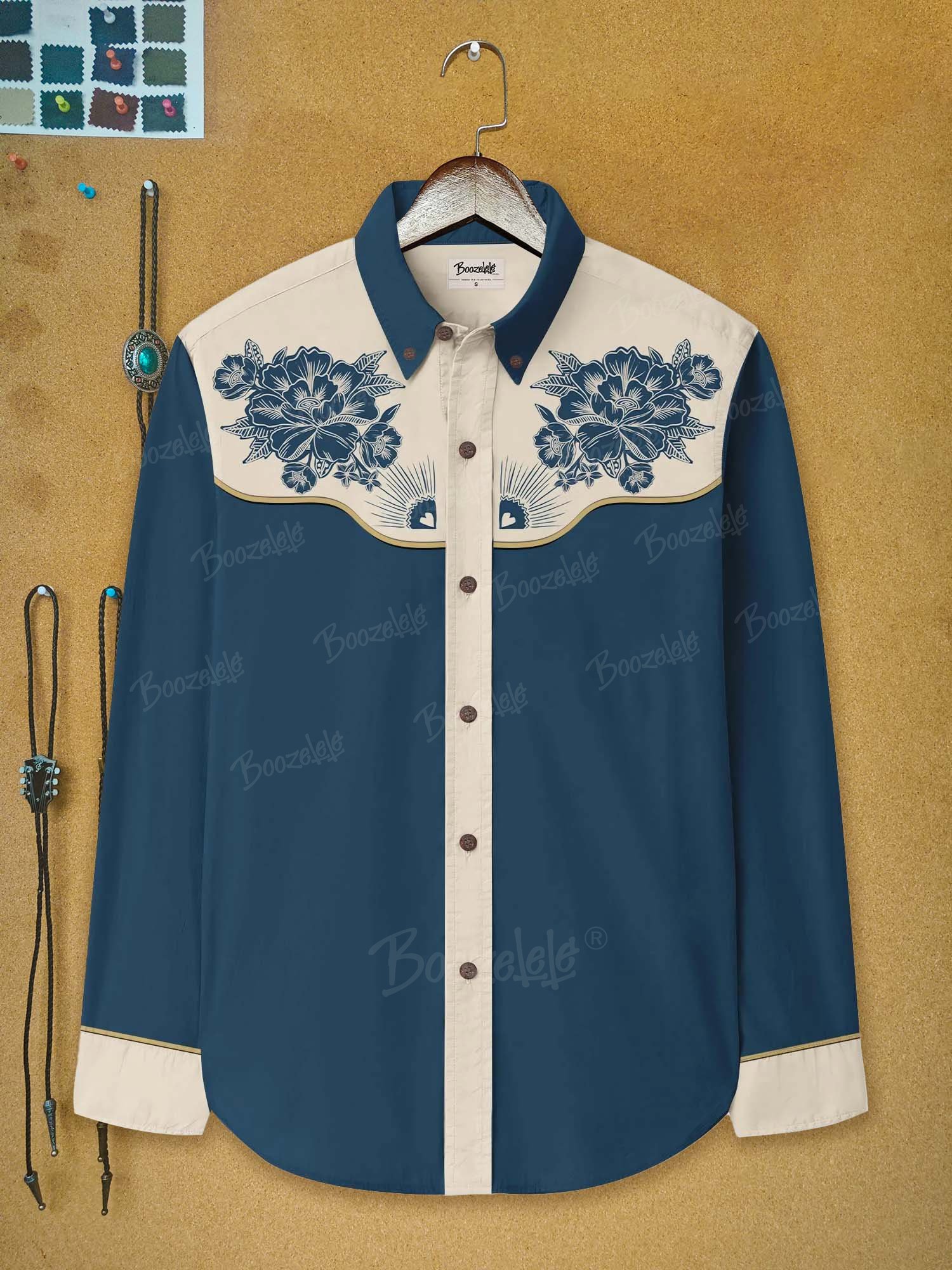 West Flower Cowboy - 100% Cotton Long Sleeves Shirt