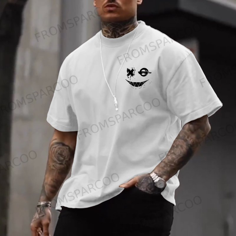 Men's Smiley Print Casual Vintage T-Shirt
