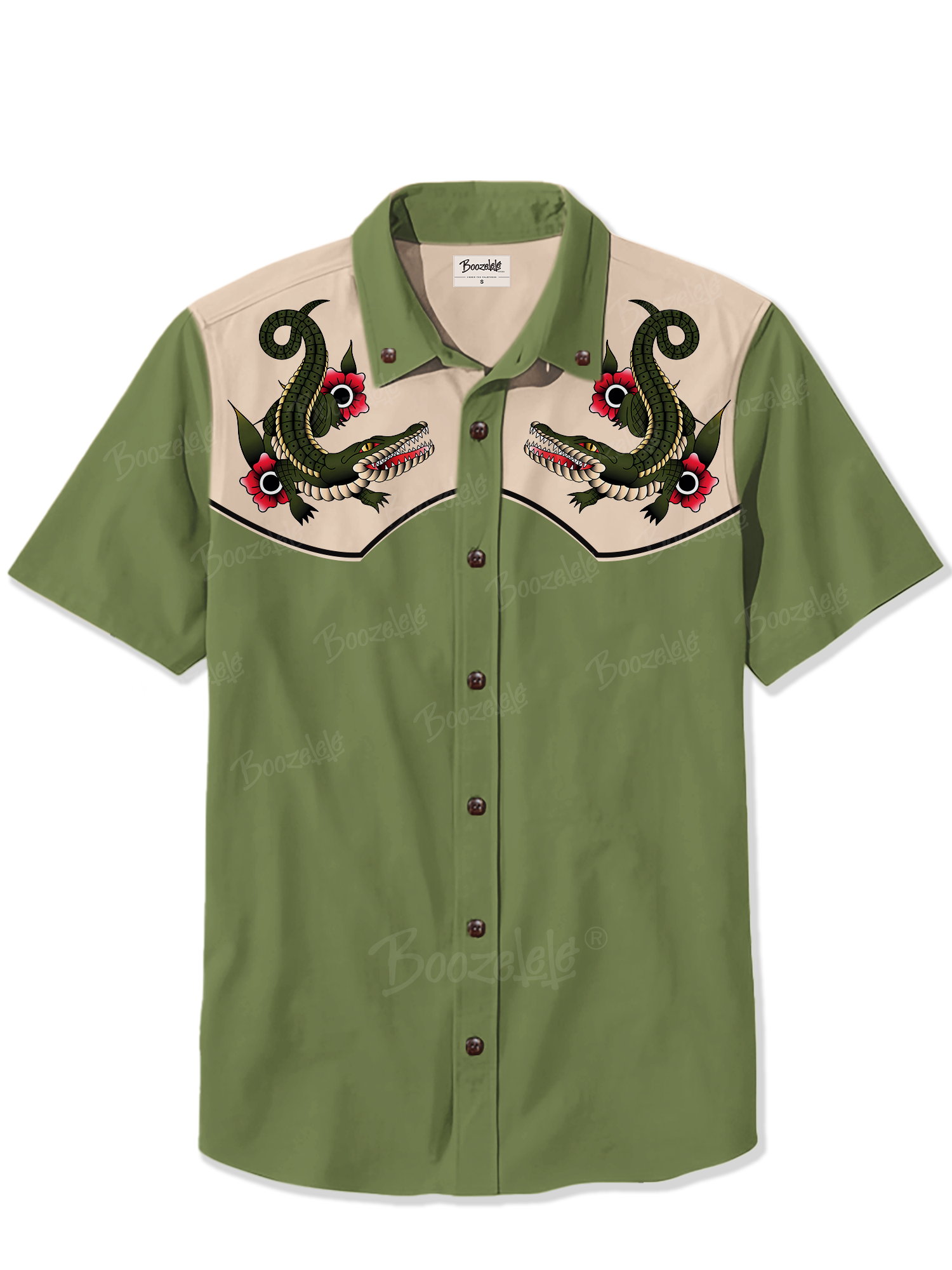 Vintage Crocodile Flower - 100% Cotton Shirt