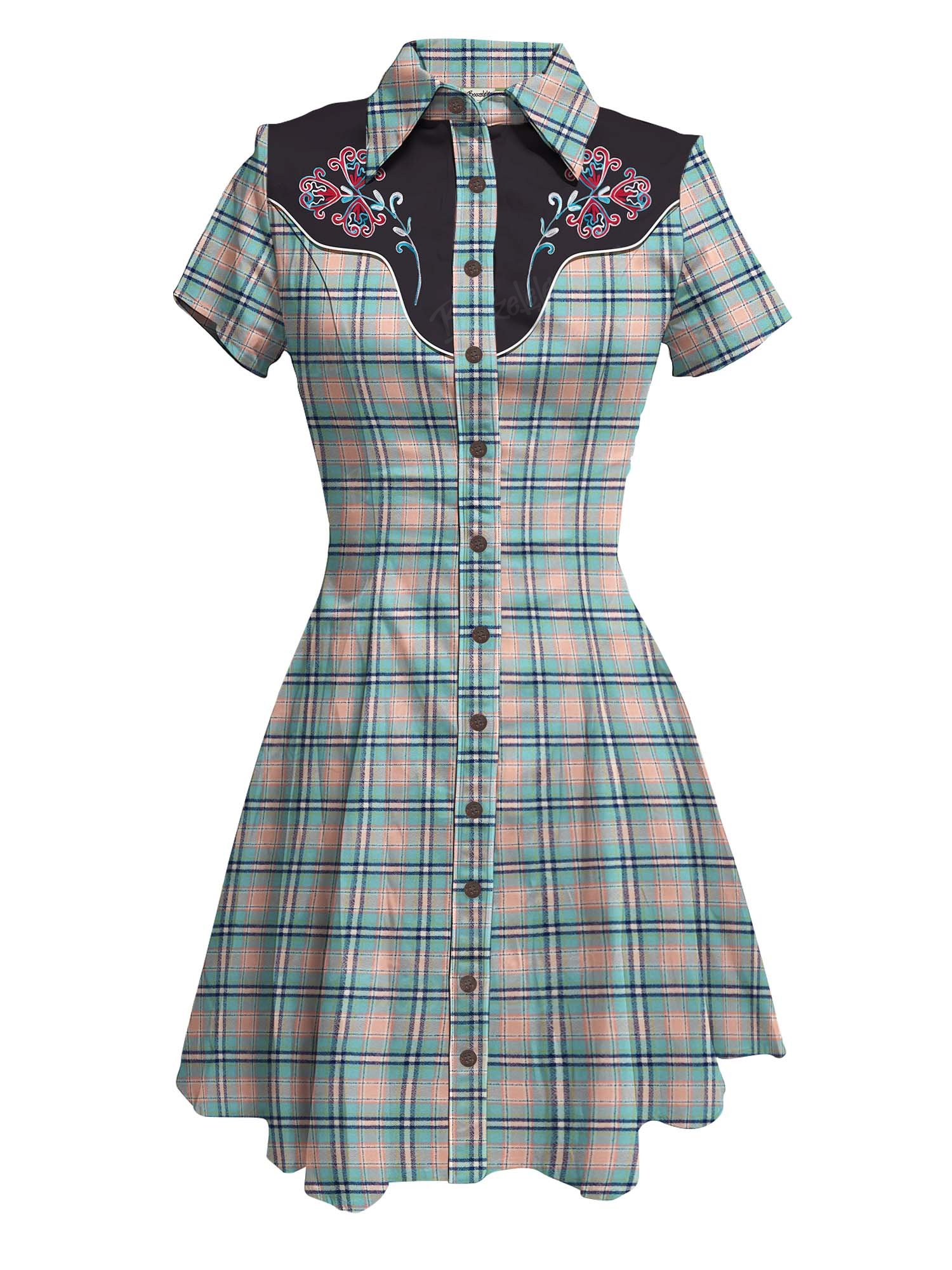 Vintage Flower And Plaid - 100% Cotton Dress
