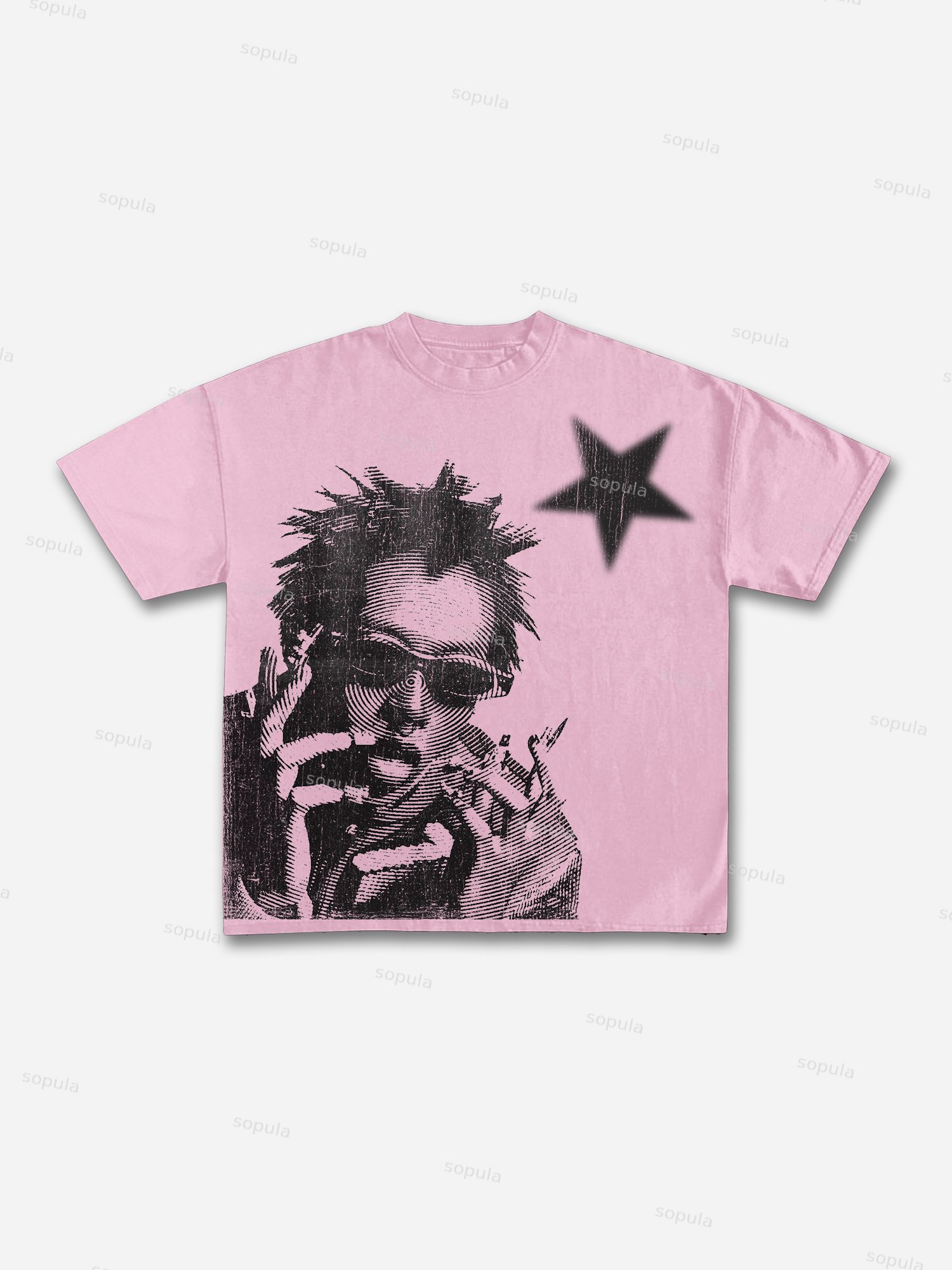 Street Abstract Portrait Print Cotton T-shirt