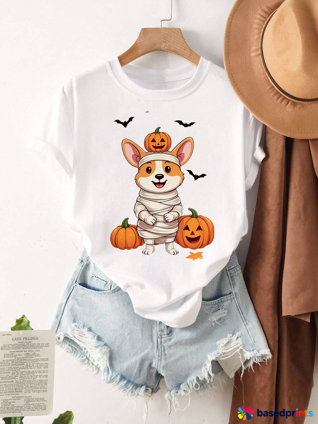 Halloween Corgi Pumpkin Mummy T-Shirt