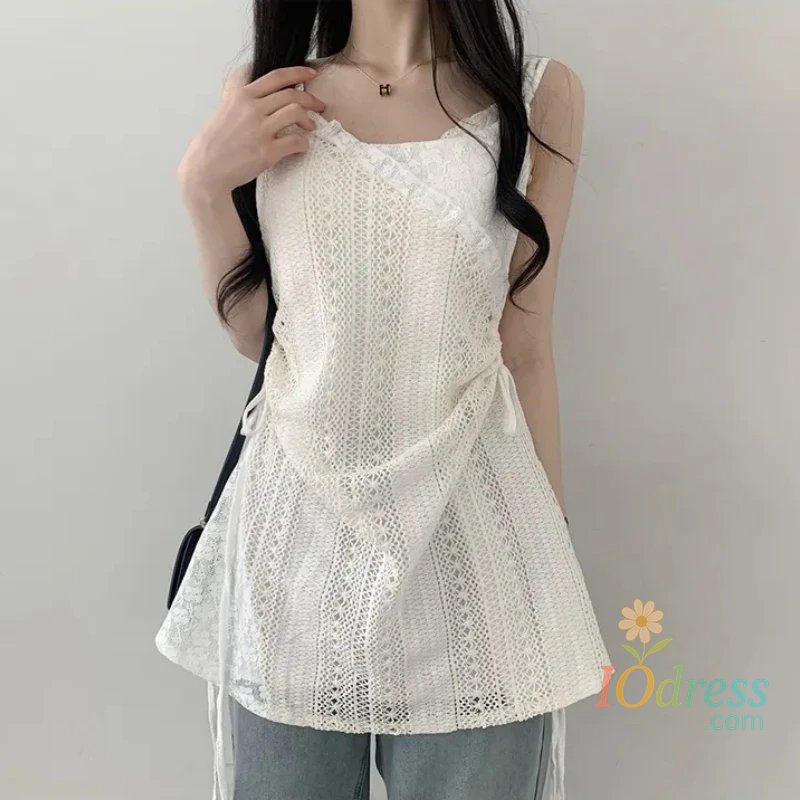 IO Dress Summer Elegant New One Piece Dress Women Chic French Lace Sling Shirt Stacked Female Korean Fashion Inner Wear Base Short Dress IO Dress