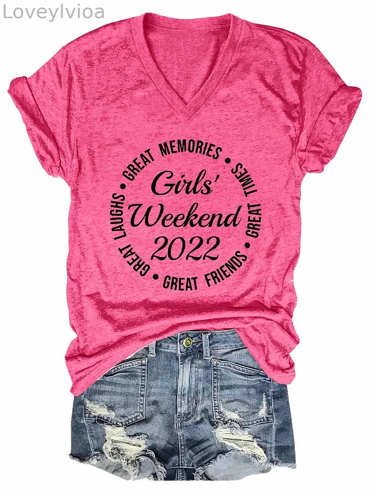 Women's Girls' Weekend 2022 V-Neck T-Shirt