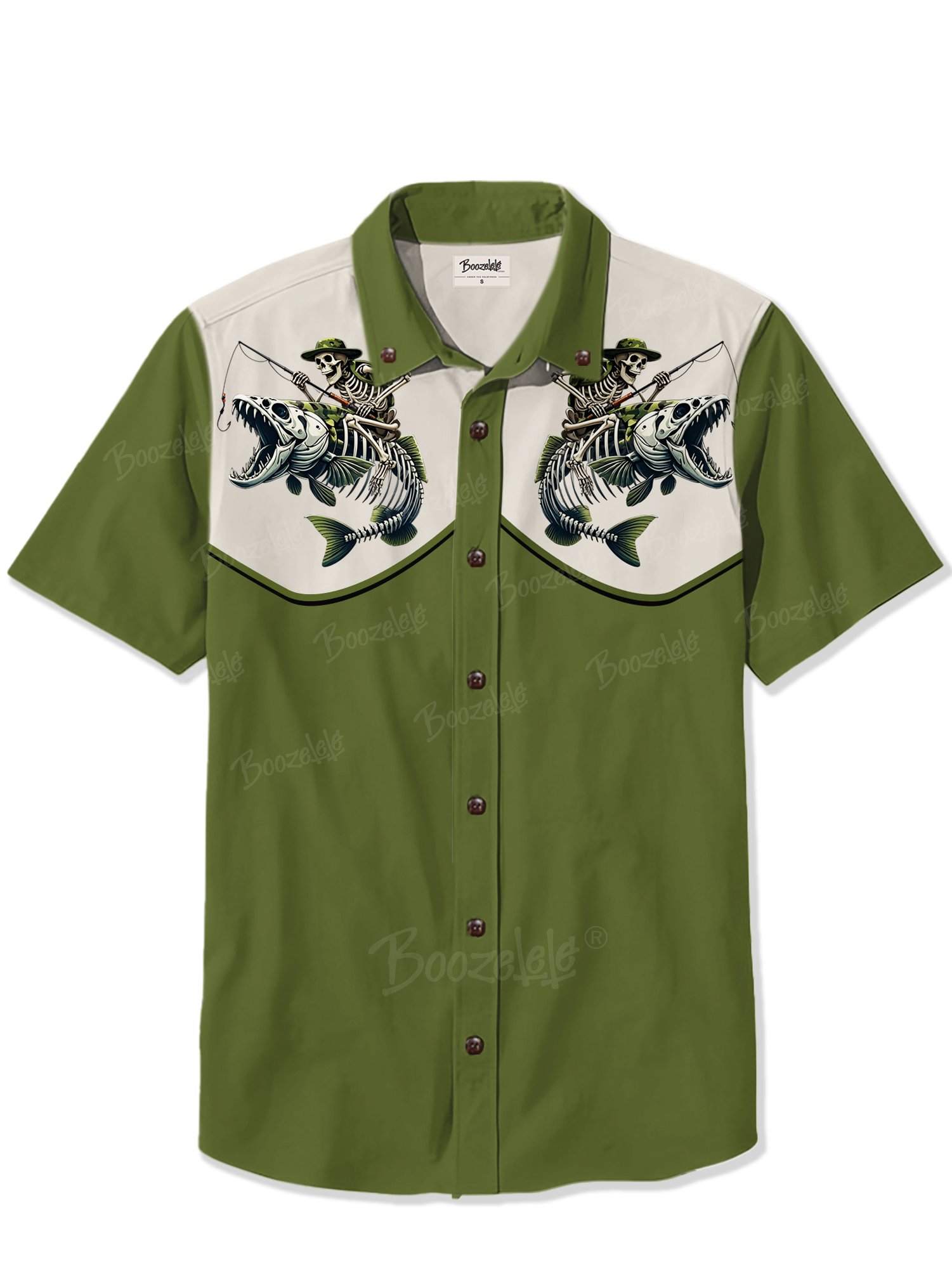 Camouflage Skeleton And Fish - 100% Cotton Shirt