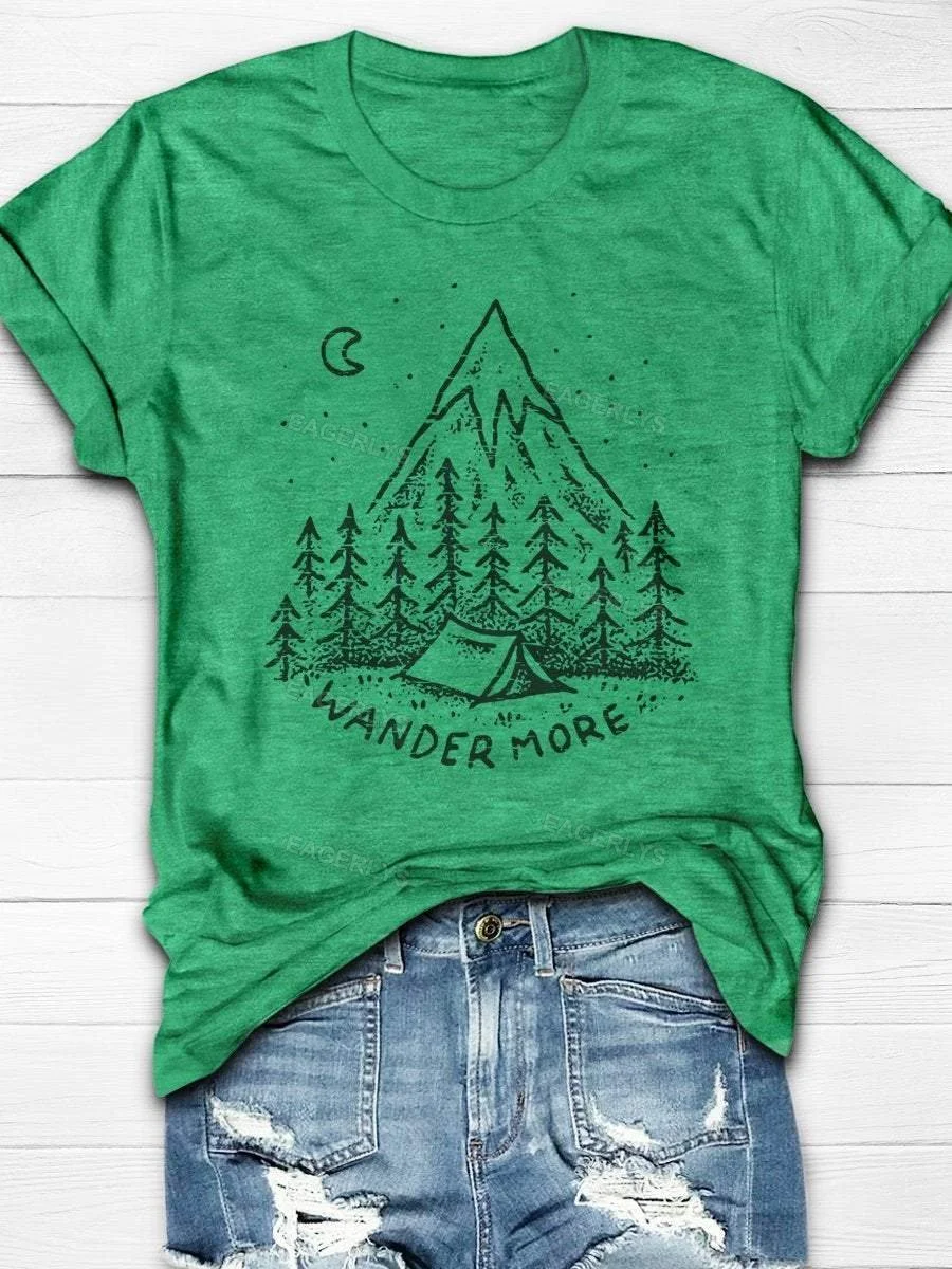 Eagerlys Wander More Camper Print Short Sleeve T-shirt Eagerlys