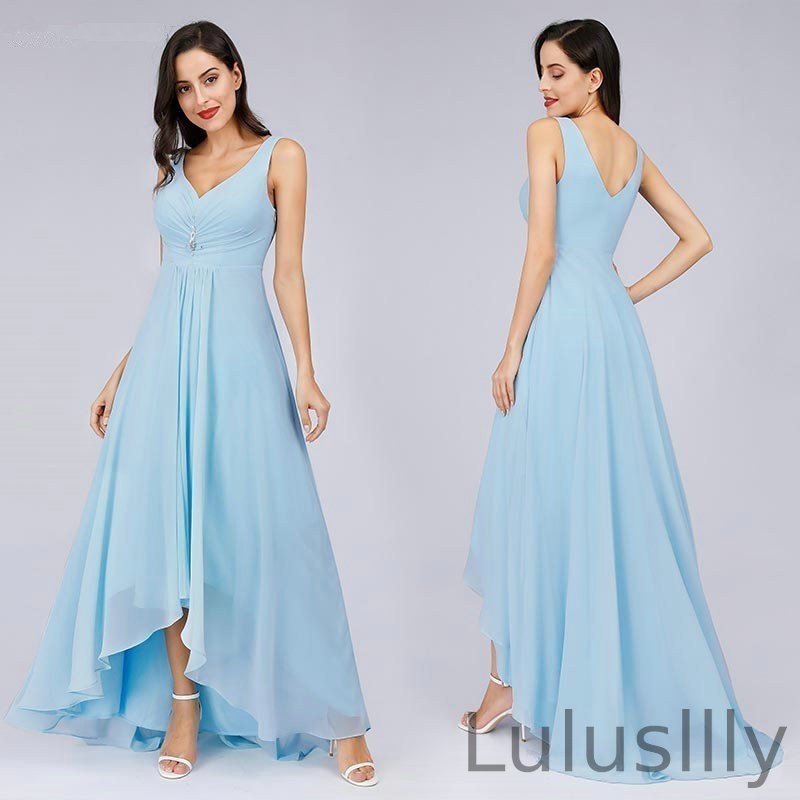 Elegant V-Neck Sleeveless Chiffon Long Evening Gowns - lulusllly