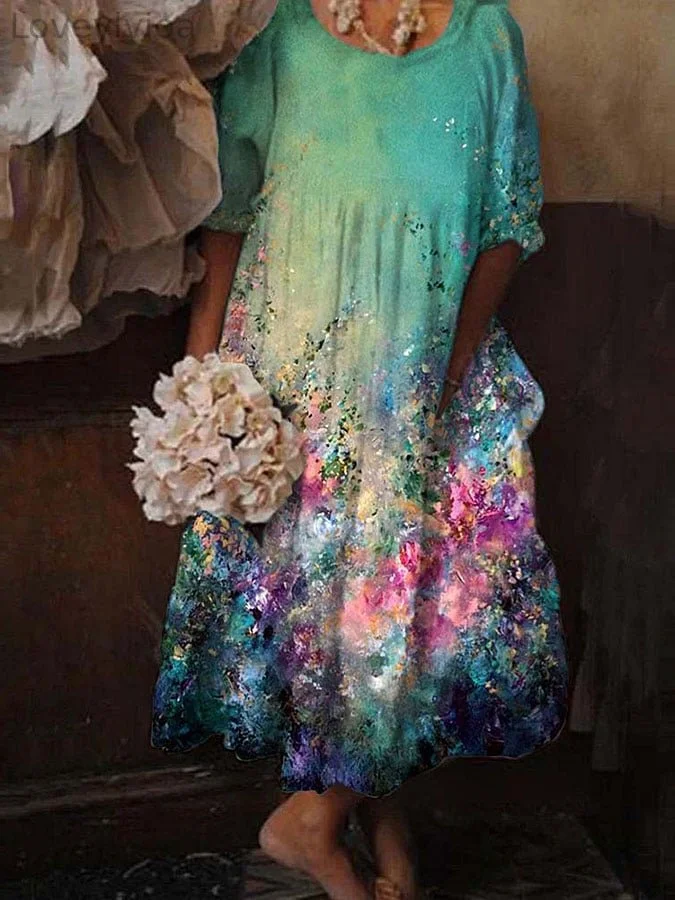 Women's Vintage Floral Print Casual Dress