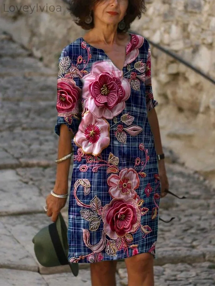 Women's Casual Loose Floral Print Long Dress(S-5XL)