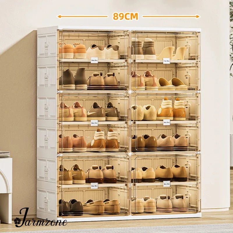 Household multi-layer shoe rack-transparent shoe box folding rack-entrance shoe storage cabinet