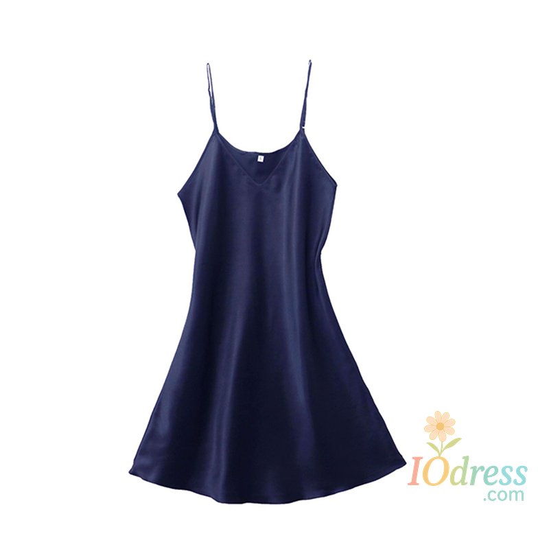 IO Dress Women's Sexy Silk Satin Night Dress Sleeveless Nighties V-neck Nightgown Nightdress Plus Size Sleepwear Nightwear