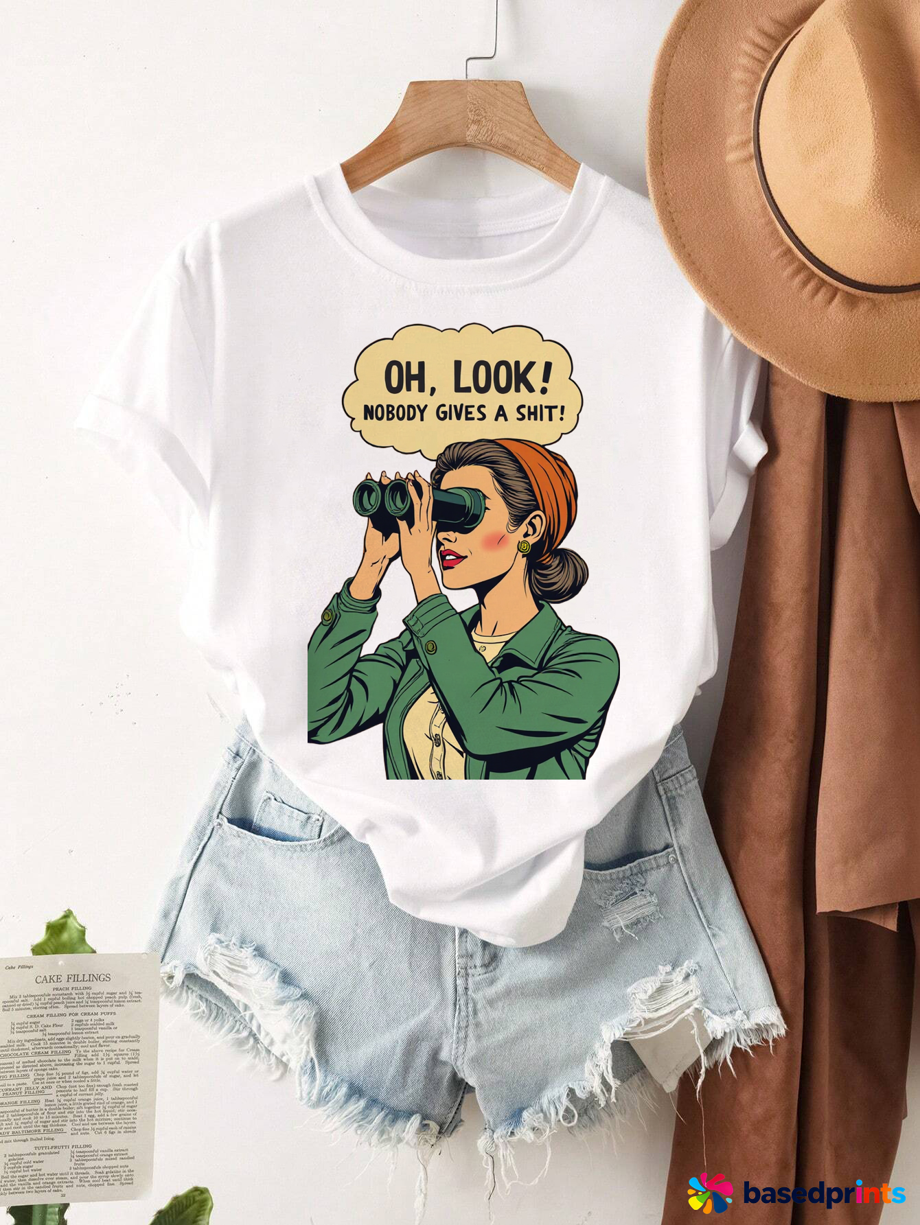 Vintage Binoculars T-Shirt Women Casual Summer Short Sleeve Tee