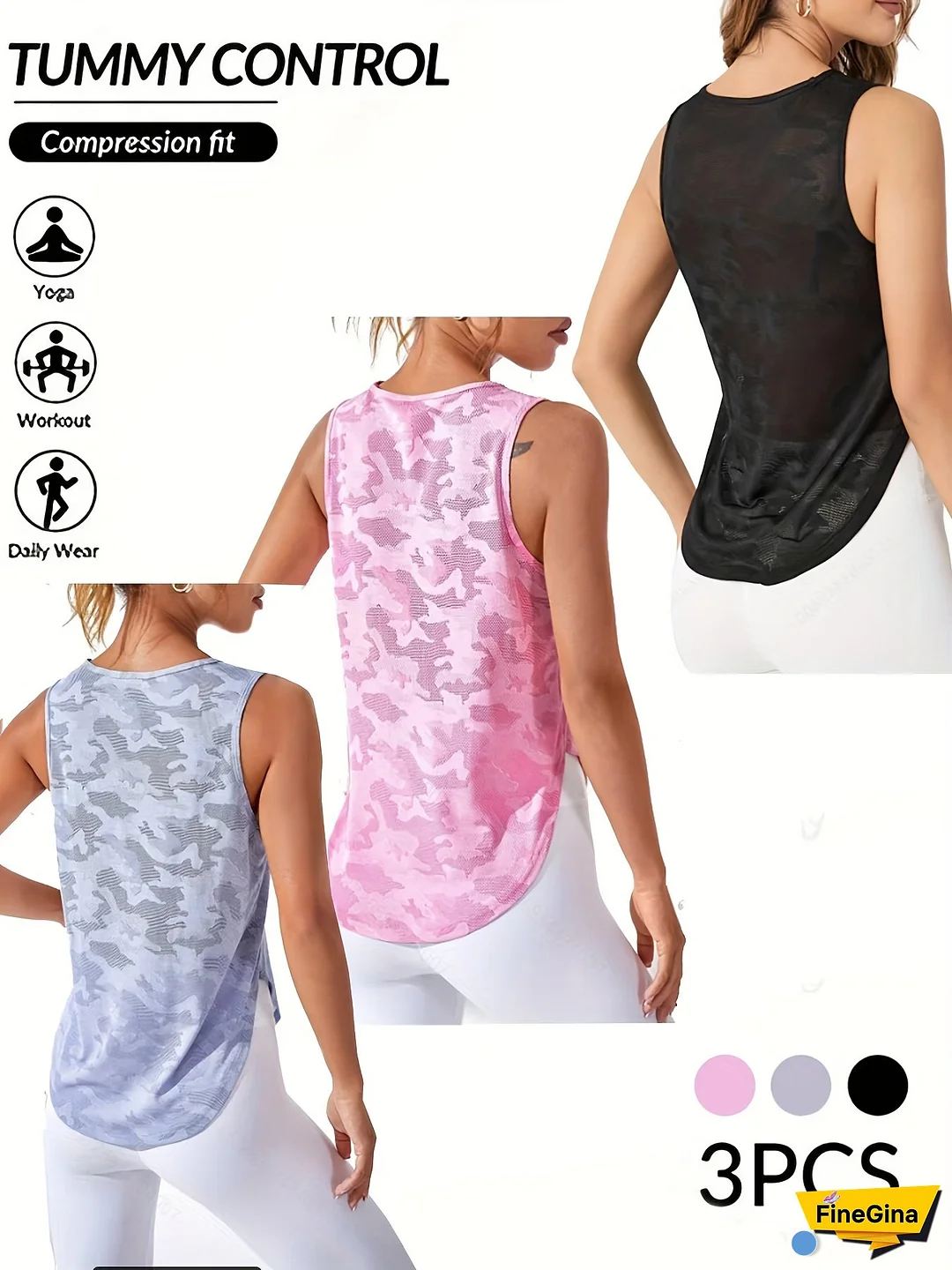 [3pcs Quick-Dry Vest] 3pcs Multicolor Moisture-Wicking Quick-Dry Jogging Sports Vest | Essential for Casual & Fitness