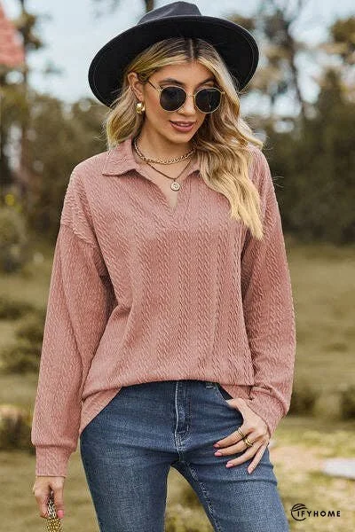 Johnny Collar Dropped Shoulder Blouse | IFYHOME