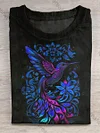 Unisex Hummingbird Art Print Crew Neck T-Shirt