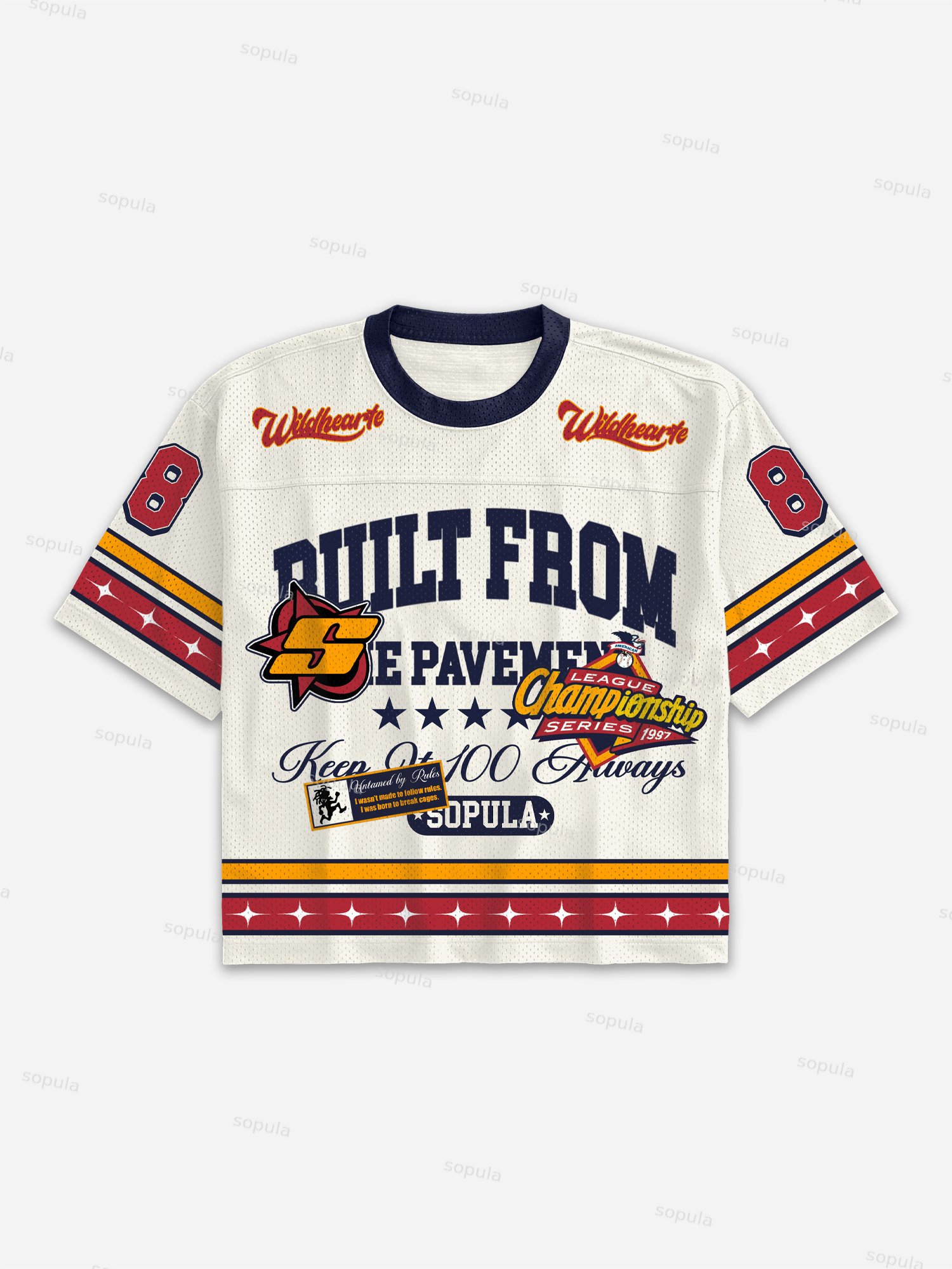 No. 88 Faux Racing Suit Sport Badge Collage Graphic Cropped Jerseys Mesh Tee