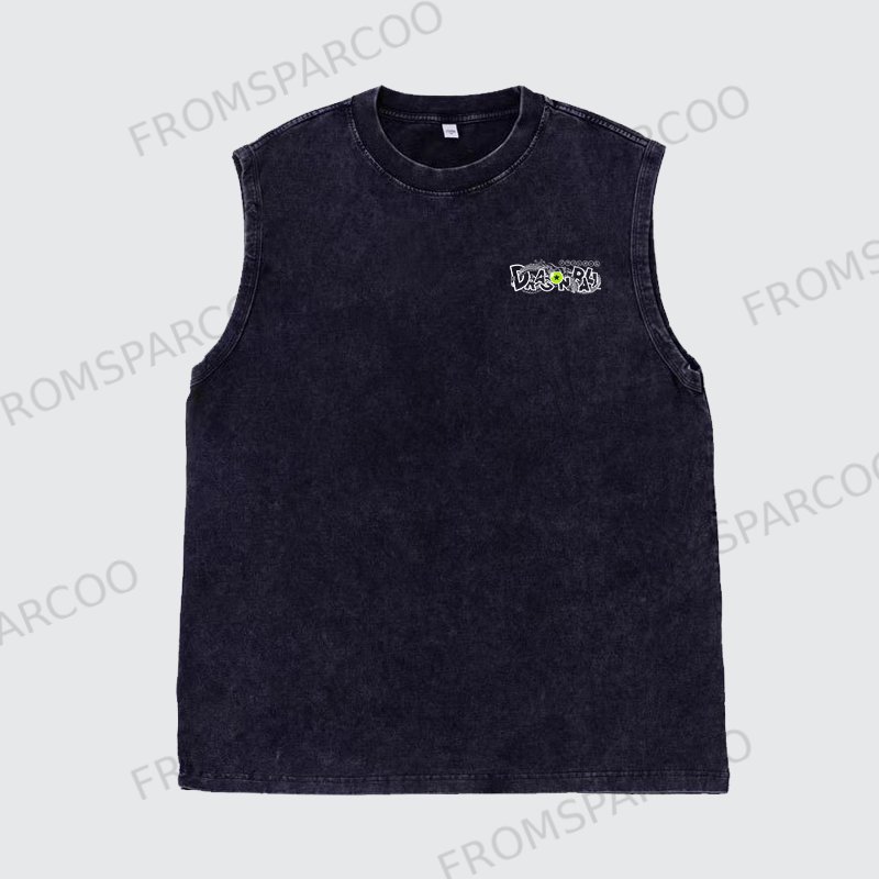 Casual Batik Washed Dragon Ball Print Tank Top