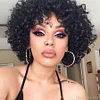 Short Bob Curly Hair Black Wave Wig With Bangs