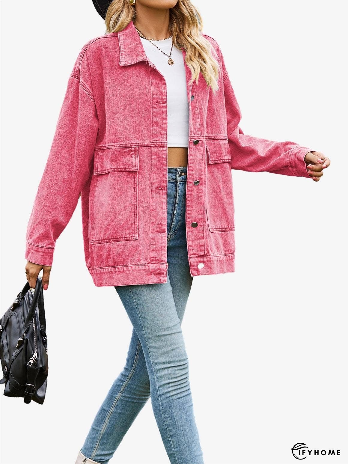Retro Denim Long Sleeves Cargo Jacket With Pockets | IFYHOME