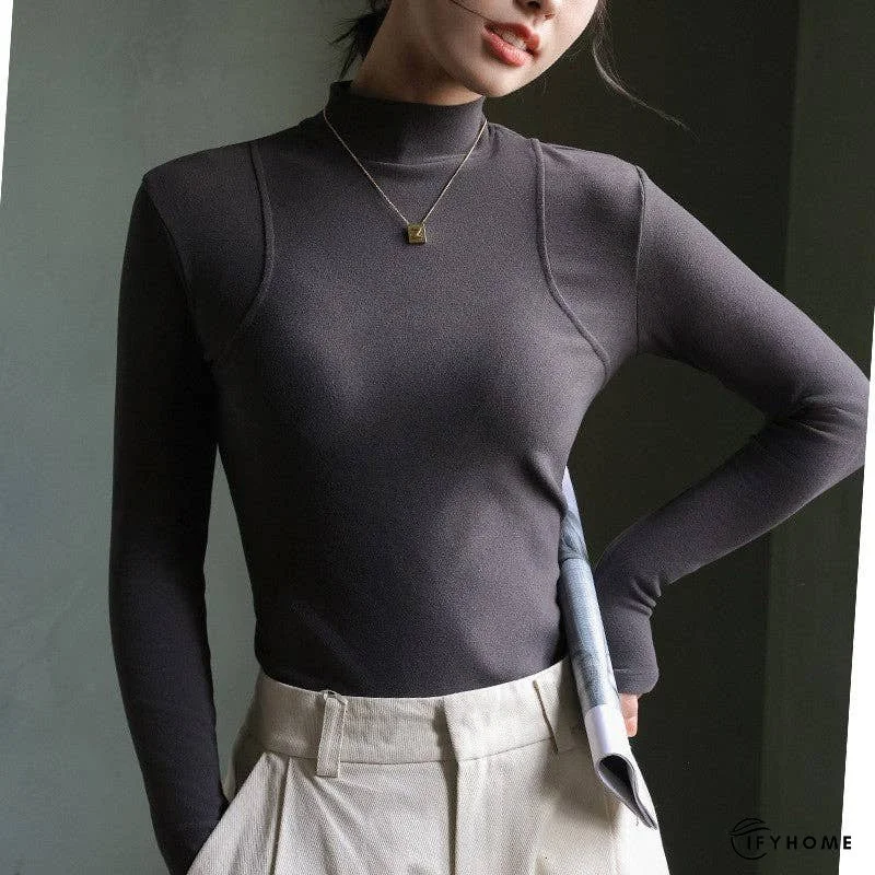 Women's Cashmere Blend Half-Turtleneck Base Layer Top | IFYHOME