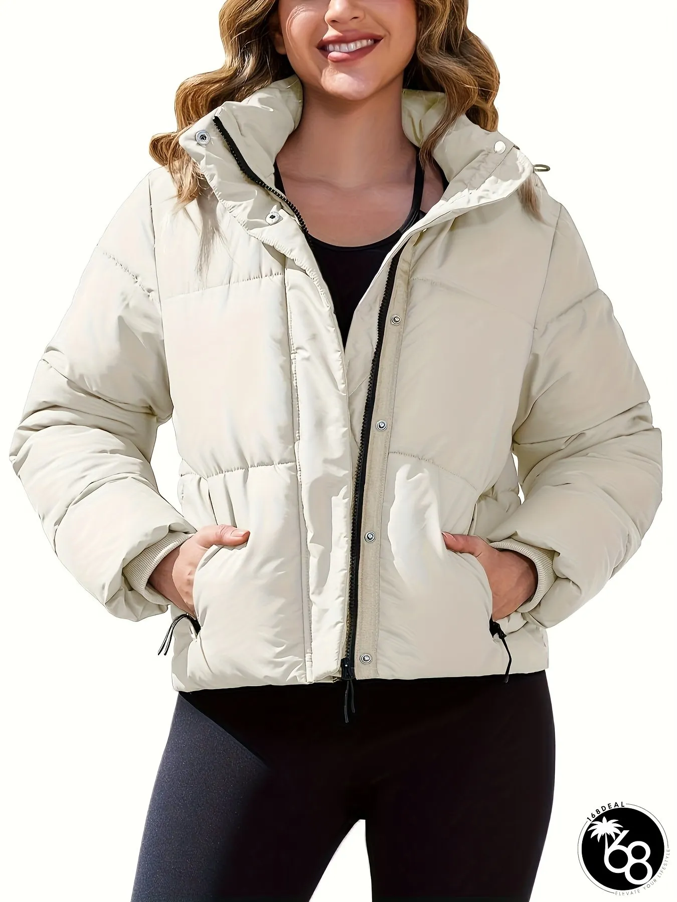 Womens Ultra-Warm Winter Puffer Jacket Full-Zip Thickened Coat Non-Stretchy Shell Machine | 168DEAL