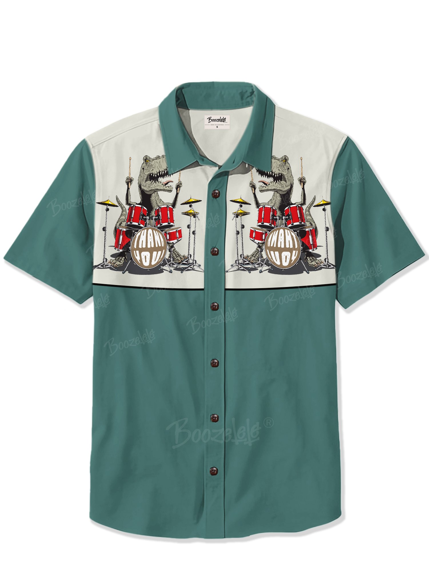 Retro Dinosaur Playing Music - 100% Cotton Shirt