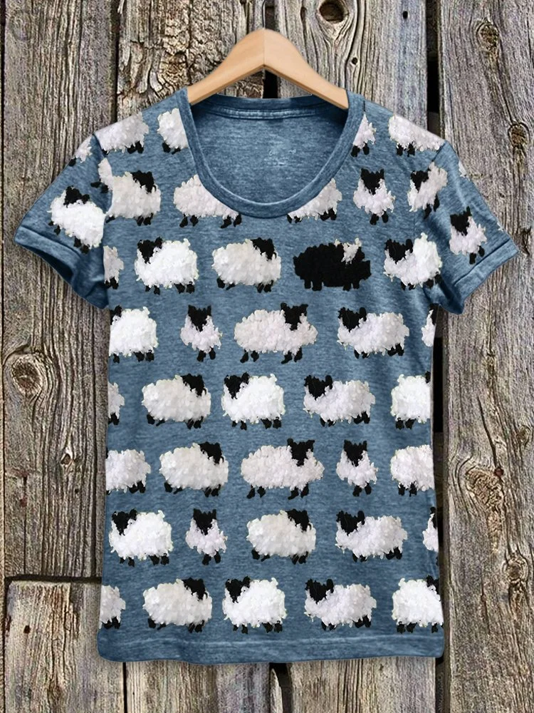 Vintage Sheep Fleece Pattern Comfy T Shirt