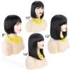 Black Brazilian Straight Hair Short BOB Wigs Lady Wig With Bangs