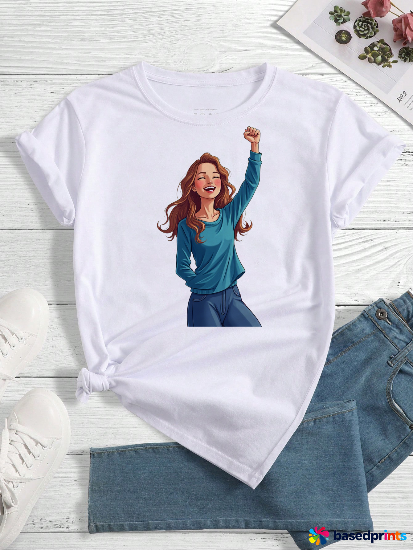 Happy Woman Print T-Shirt Women Casual Short Sleeve Tops Female Summer Clothing