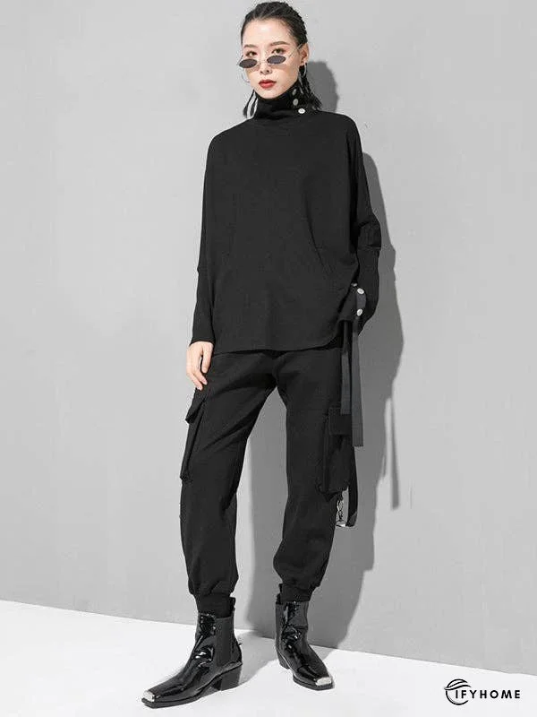 Original Solid Stand Collar T-Shirts Tops | IFYHOME